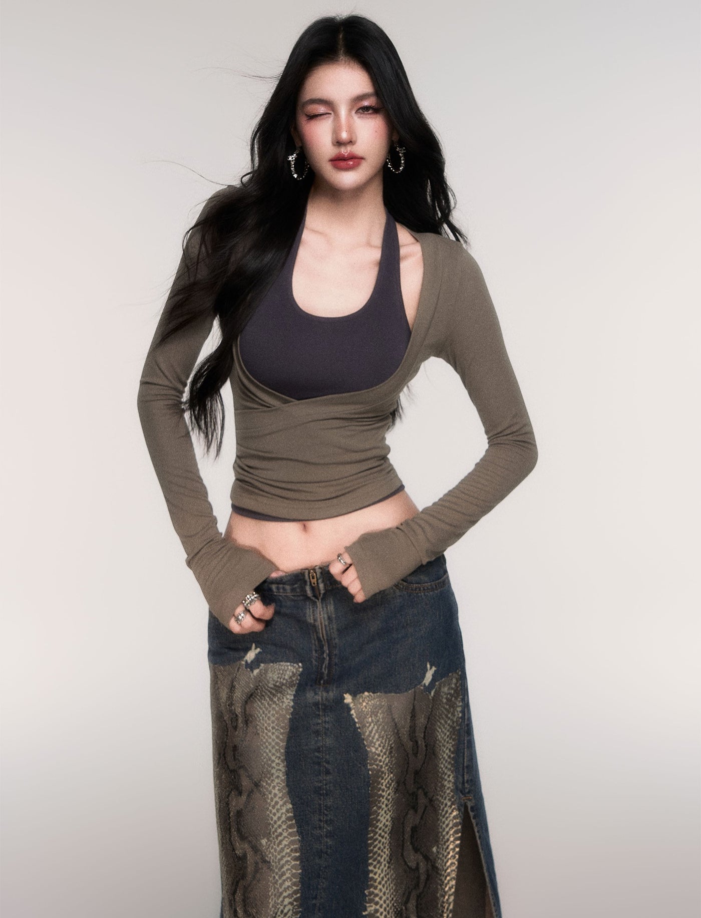 Two-Piece  Halter Neck T-Shirt LUL0204