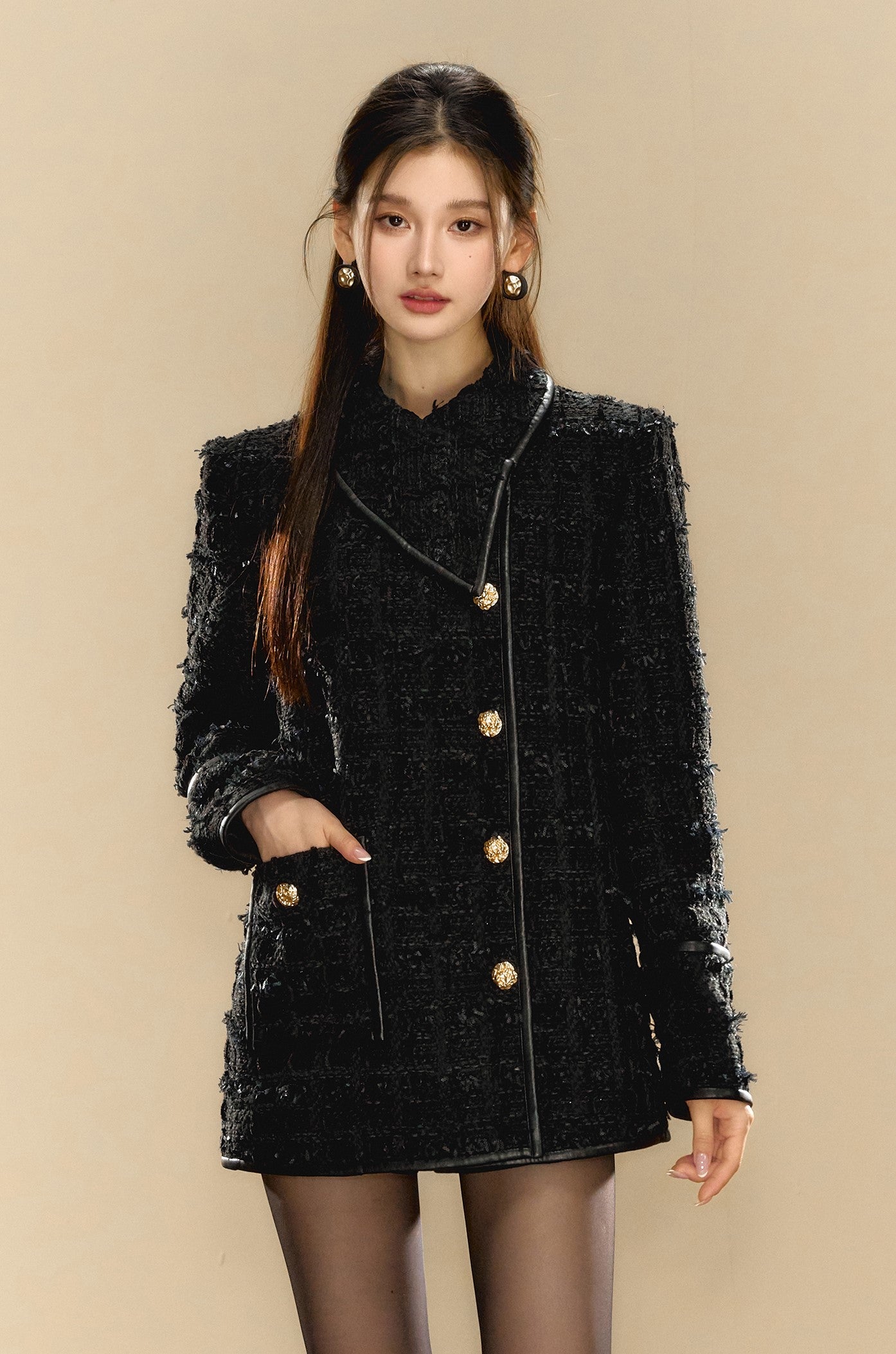 French Retro Luxurious Style High-end Black Jacket OSH0083