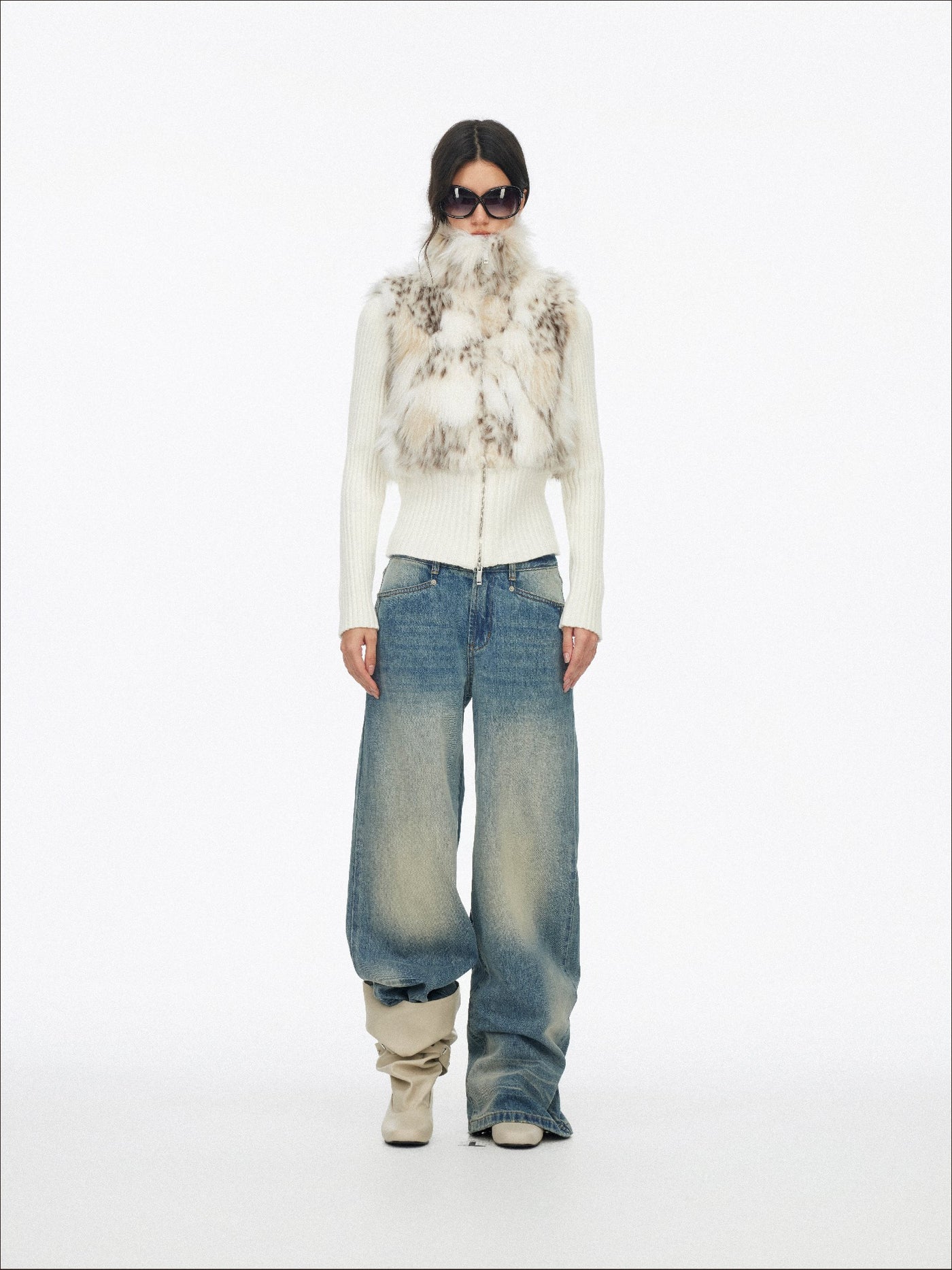 Eco-friendly Fur Patchwork Knit Jacket SAL0194