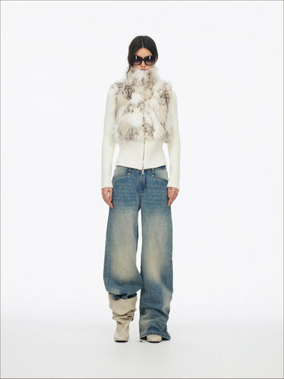 Eco-friendly Fur Patchwork Knit Jacket SAL0194