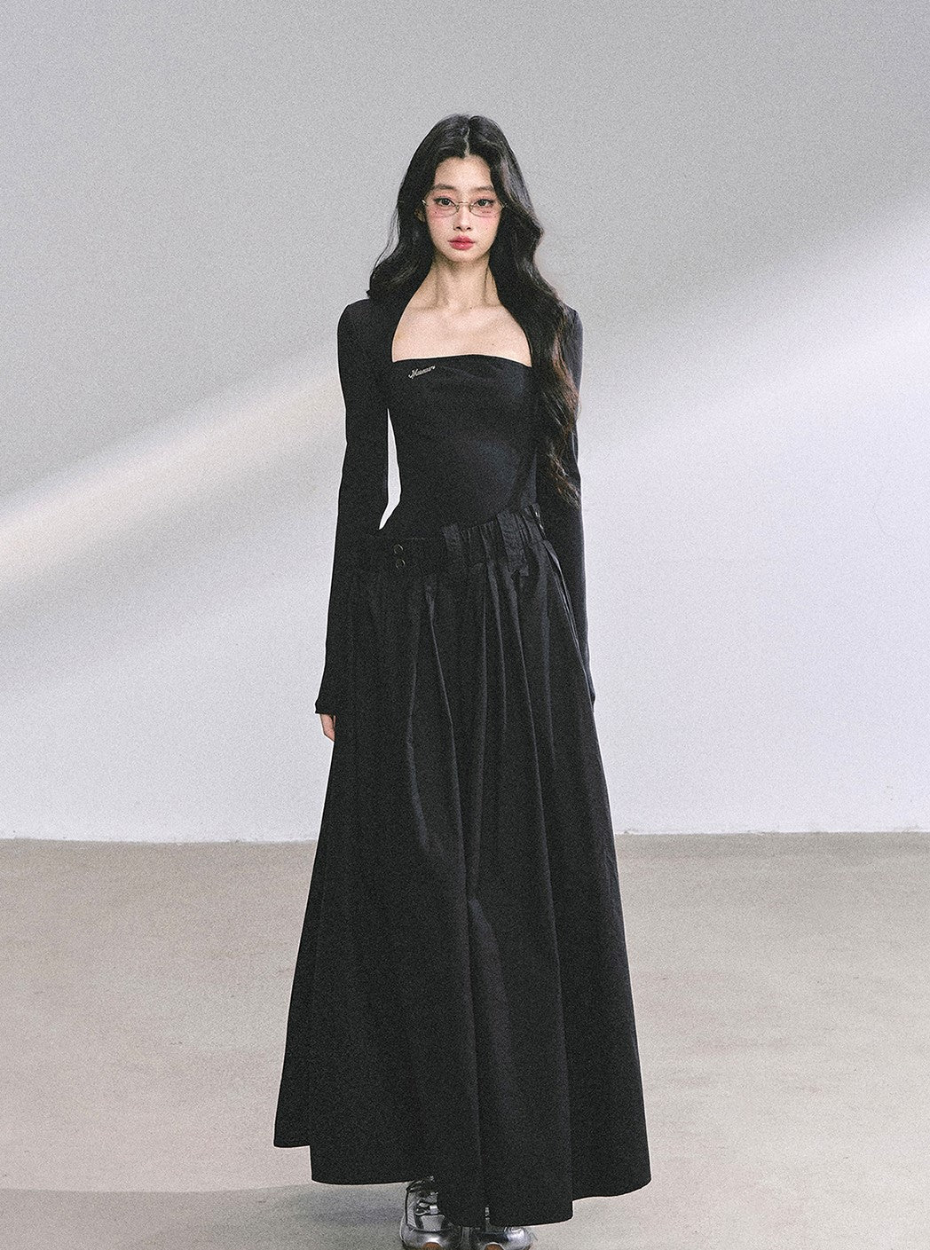 Slim Pleated Long Dress DIA0558