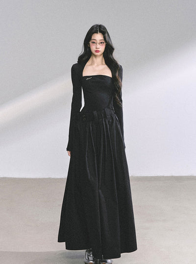 Slim Pleated Long Dress DIA0558