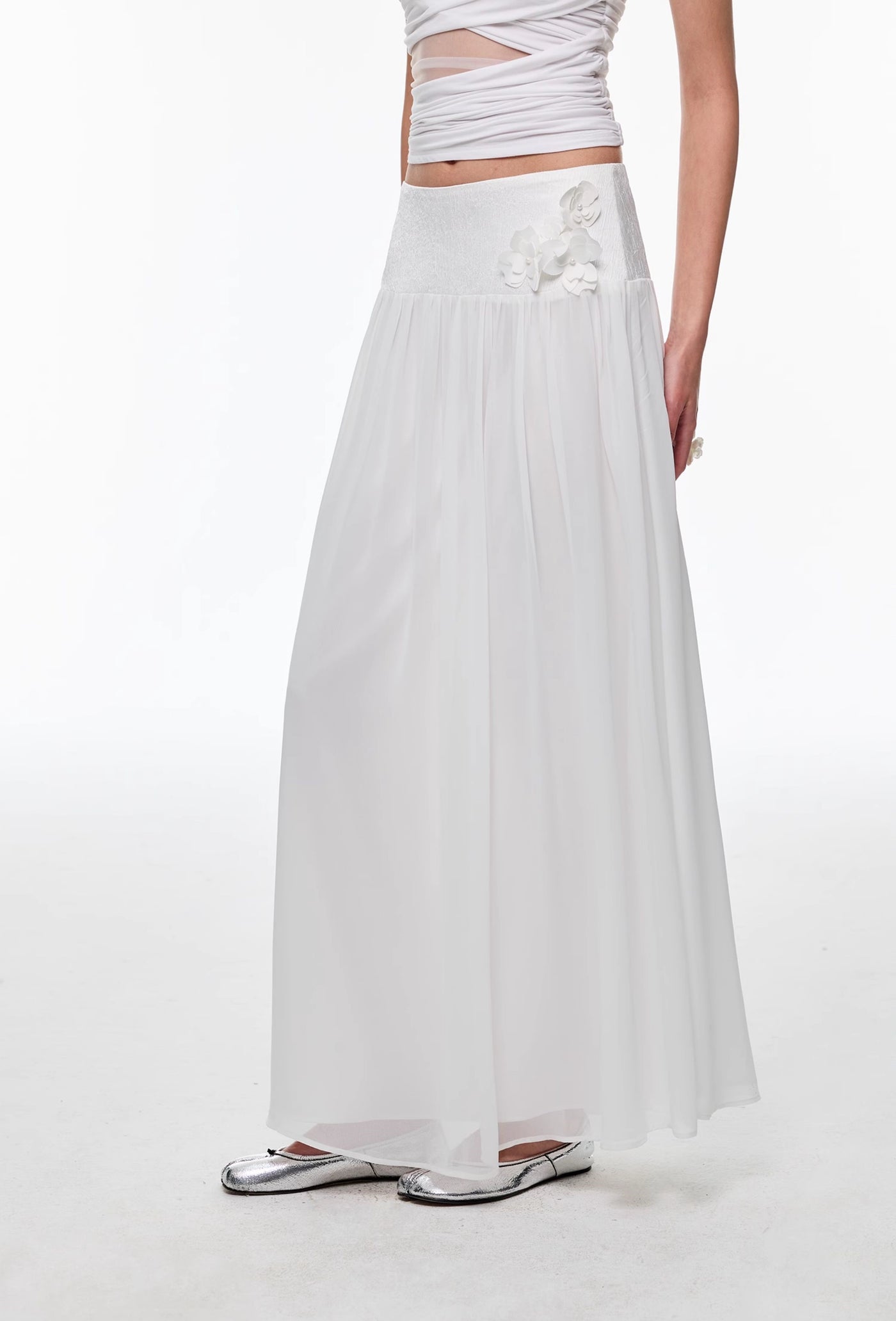 Flower White Long Skirt 4MU0142