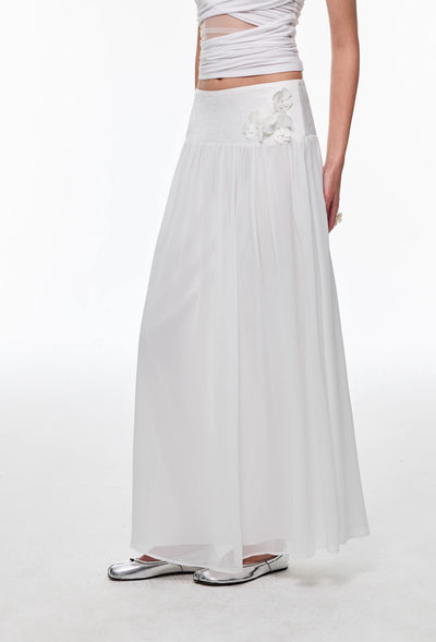 Flower White Long Skirt 4MU0142