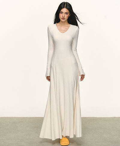 Slimming Waist Long Sleeves Knitted Dress ANA0090