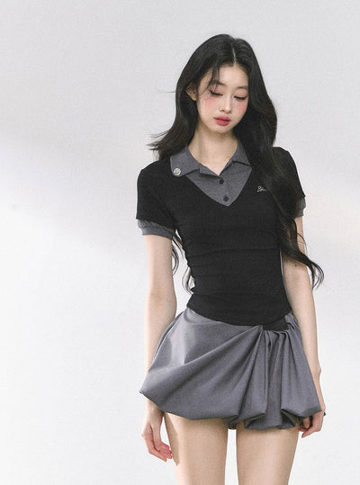 Fake Two-piece Short-sleeved T-shirt DIA0500