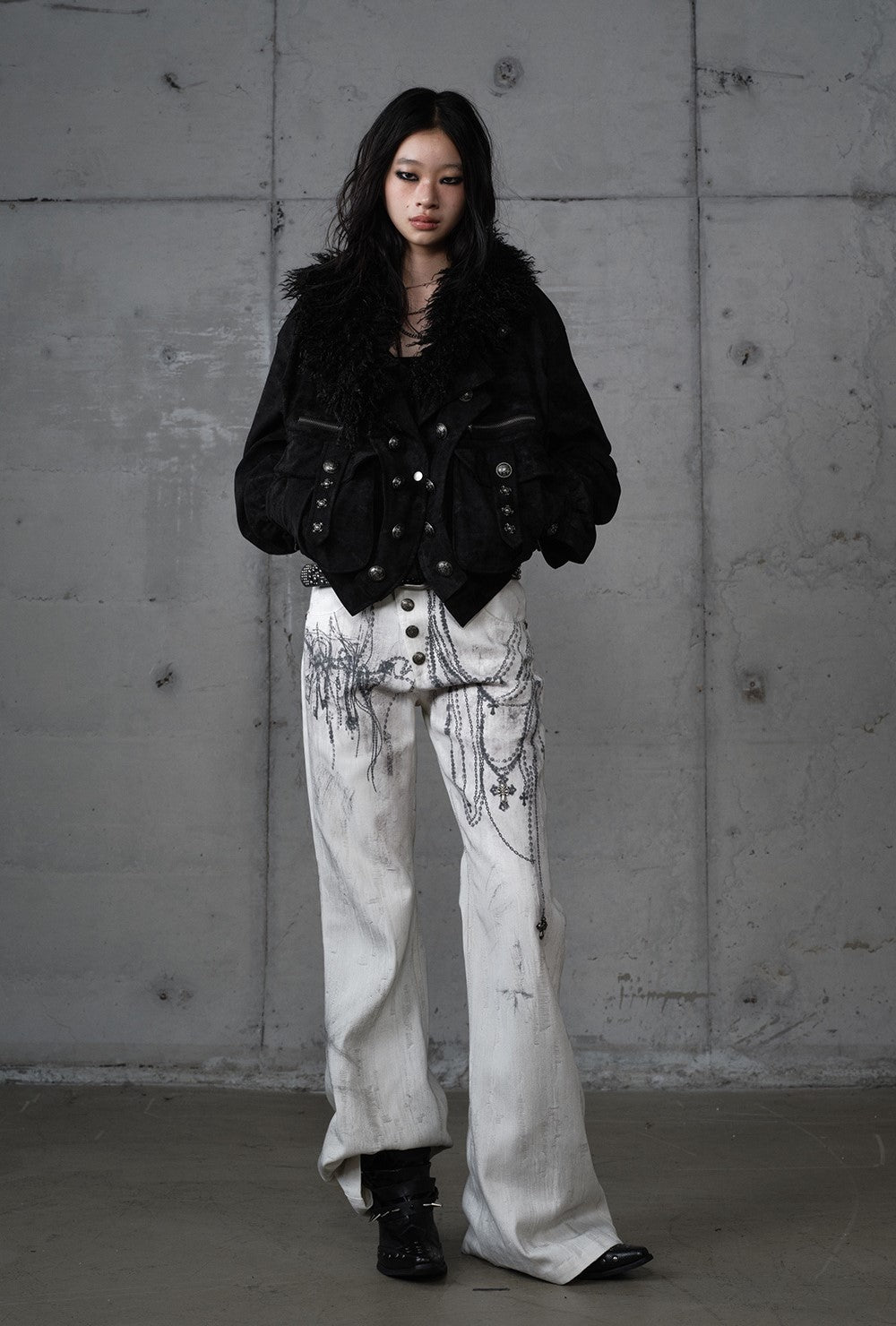 Chain Print Wide-leg  Jeans NOR0195