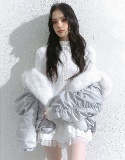 Patchwork Fur Print Reversible Short Coat SAL0193