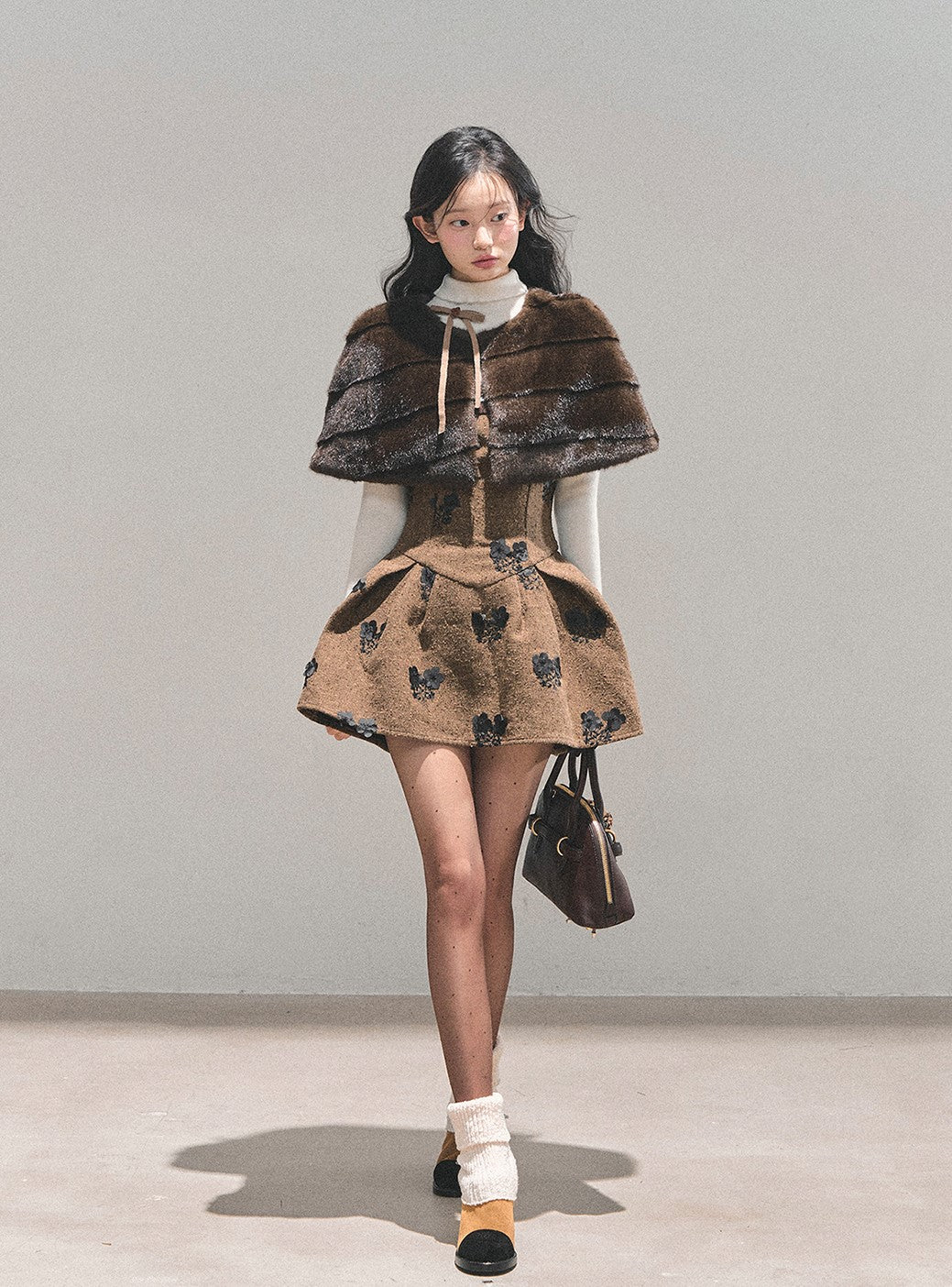 Two-Piece Flower Dress+Rich Cape DIA0728