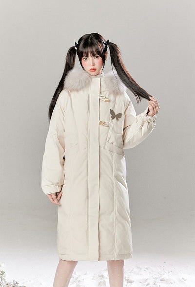 Fur Collar Mid-length Hooded Down Long Coat TBI0049