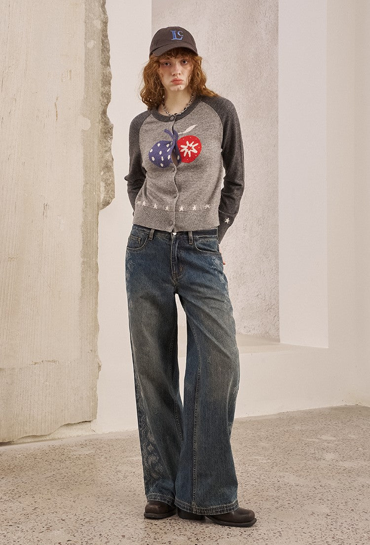 Apple Long-sleeved Knitted Cardigan DID0242