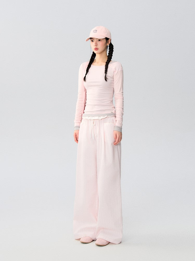 Drawstring Loose Casual Striped Pants LAL0168