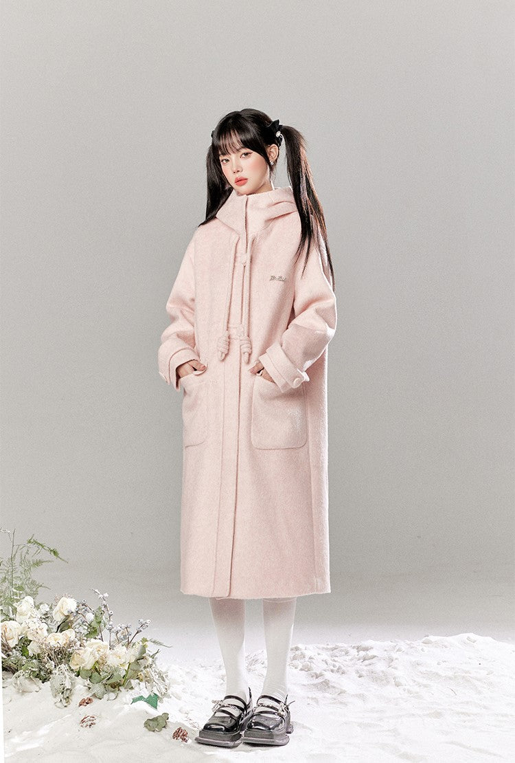 Single-breasted Hooded Silhouette Wool Long Coat TBI0038