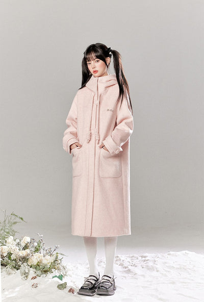 Single-breasted Hooded Silhouette Wool Long Coat TBI0038