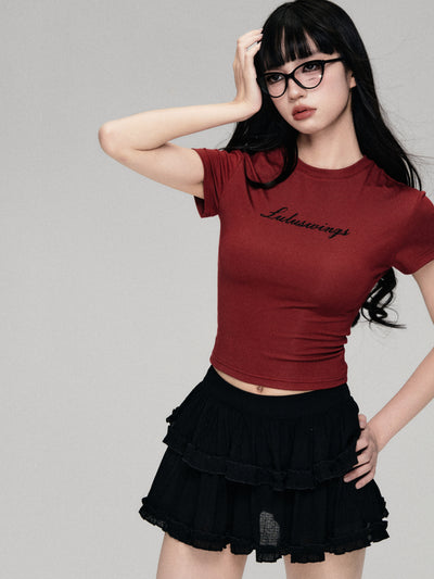 Logo Letter Print Round Neck Short-sleeved T-shirt LUL0066