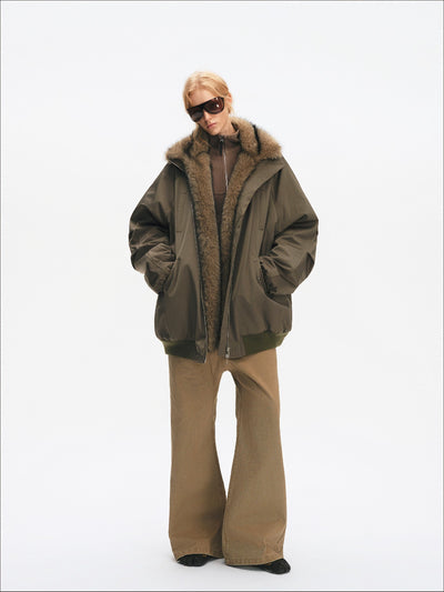 American Retro Plush Collar Coat SAL0205