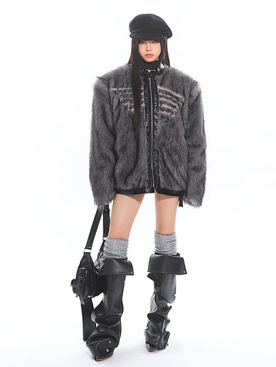 Niche High-end Zipper Design Fur Jacket UNC0198