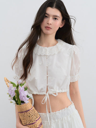 Doll Collar Puff Sleeve Shirt/Skirt LAL0197