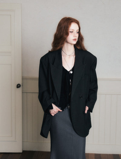 Double-breasted Silhouette Casual Suit Jacket LUL0174