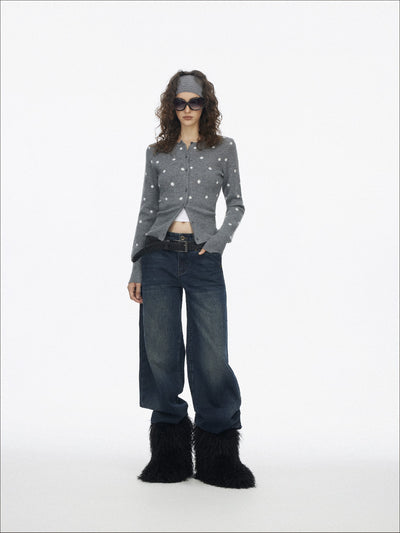 Retro Polka Dot Base Knit Cardigan SAL0199