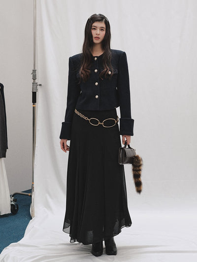 French Style Tweed Round Neck Short Jacket LAL0251