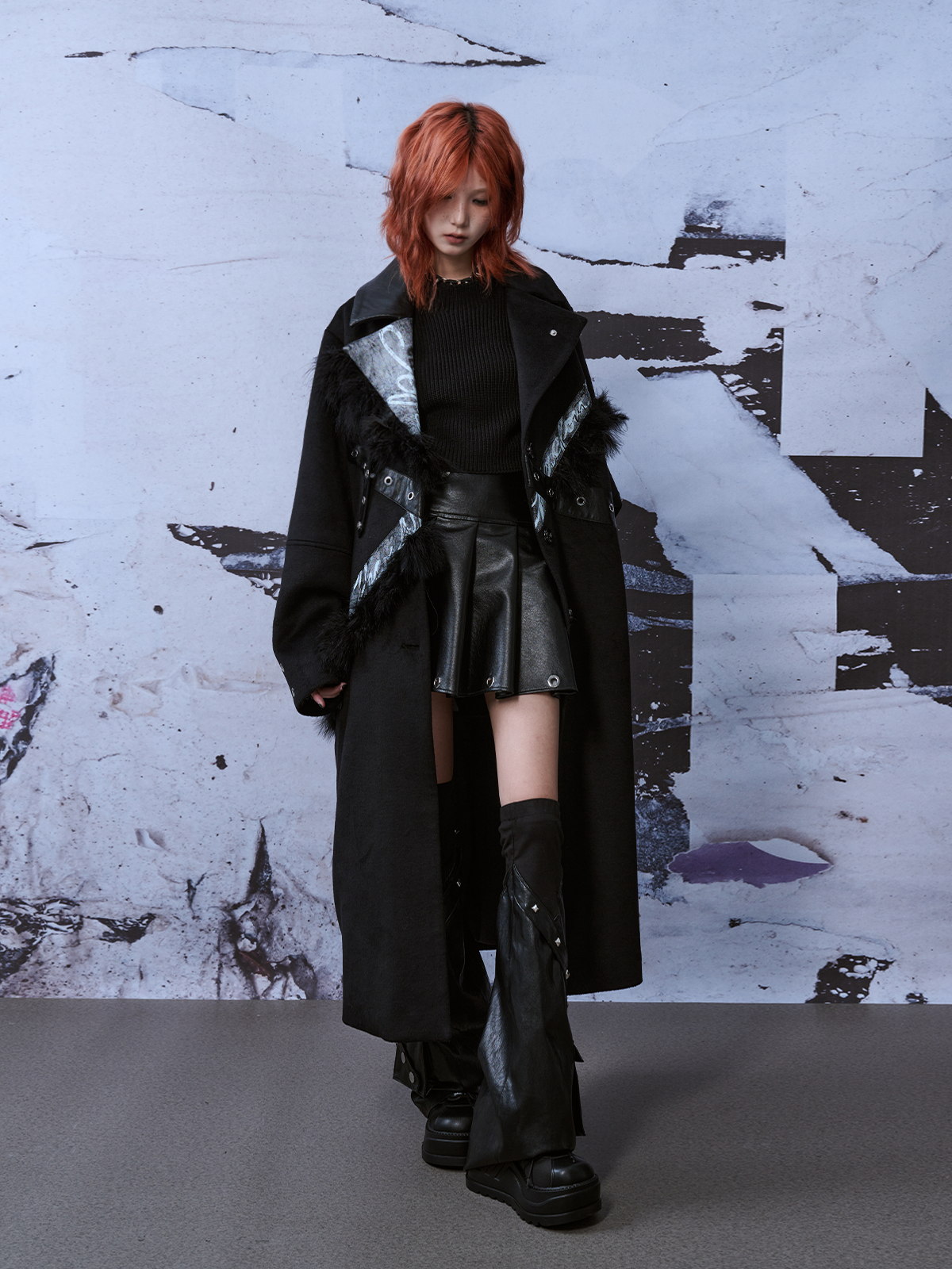 Punk Rock Niche Wool Long Coat FRU0041