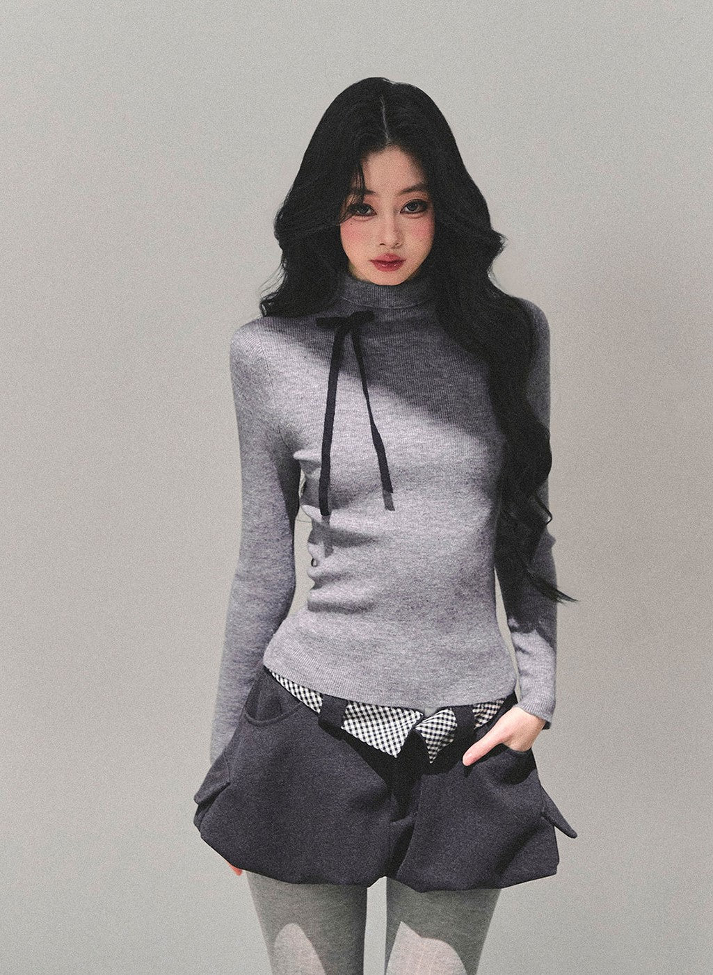 Plaid A-line Tulip Skirt DIA0691