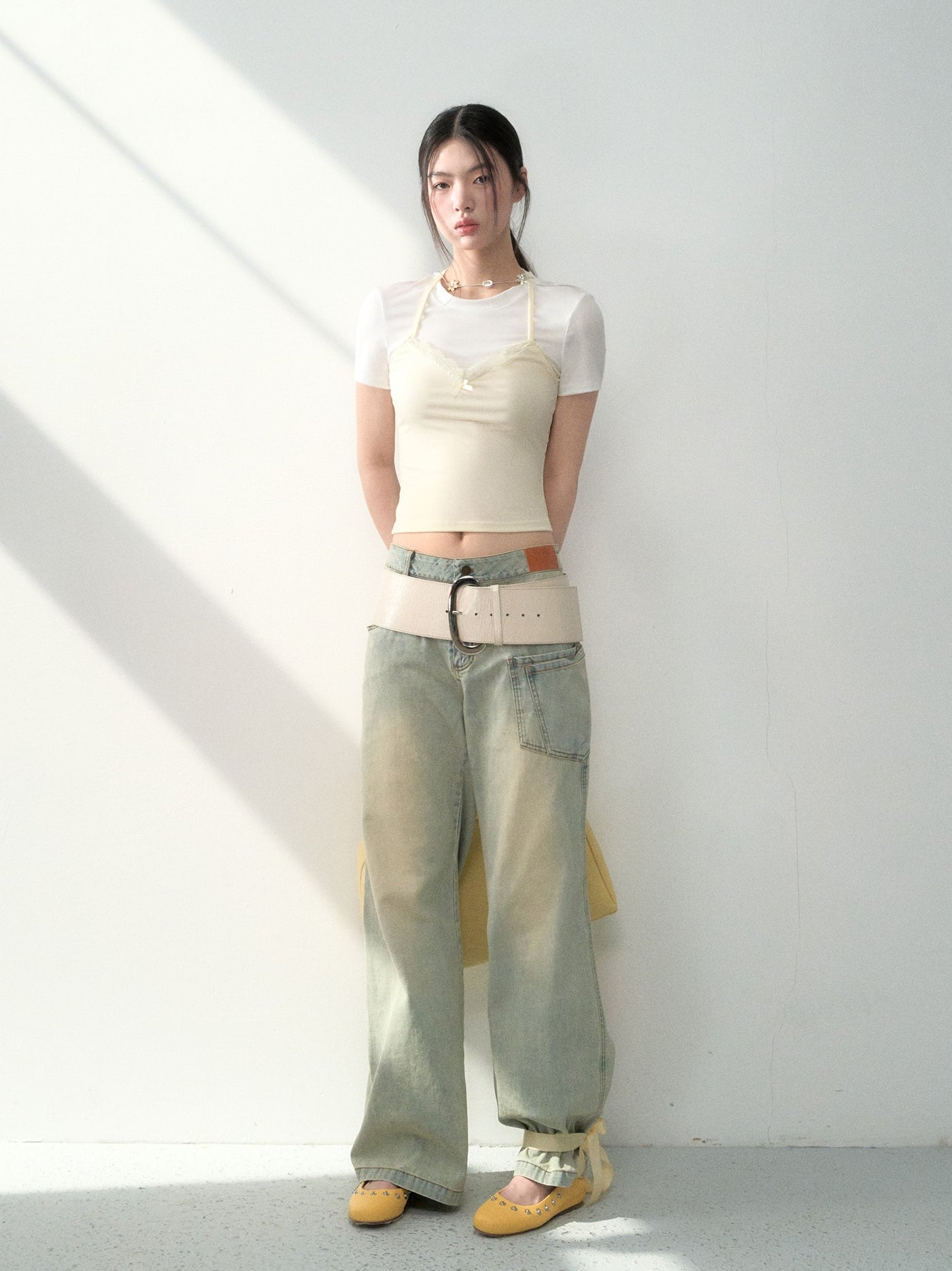 Washed Casual Loose Flared Jeans LAL0191