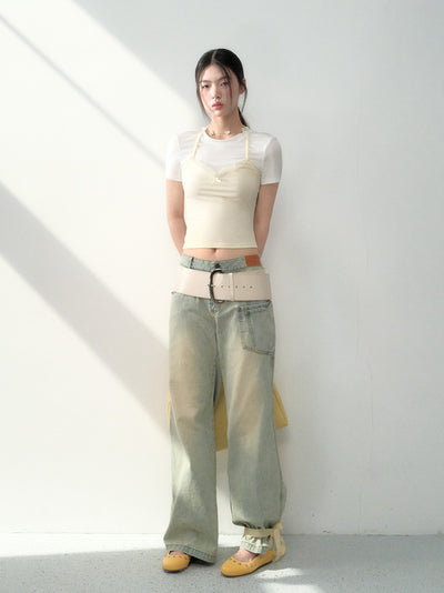 Washed Casual Loose Flared Jeans LAL0191