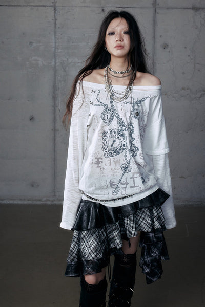 Punk One-shoulder Long-sleeved T-shirt NOR0192