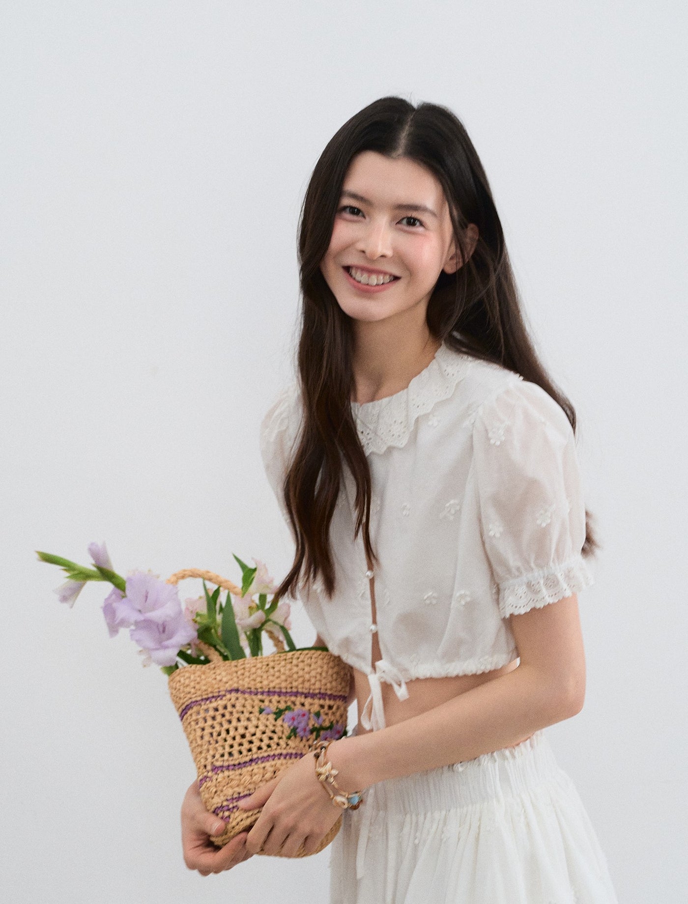 Doll Collar Puff Sleeve Shirt/Skirt LAL0197