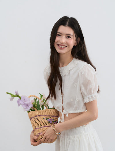 Doll Collar Puff Sleeve Shirt/Skirt LAL0197
