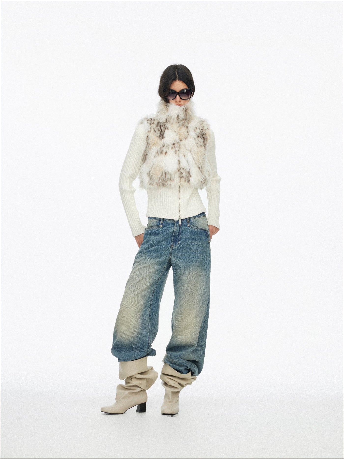 Eco-friendly Fur Patchwork Knit Jacket SAL0194