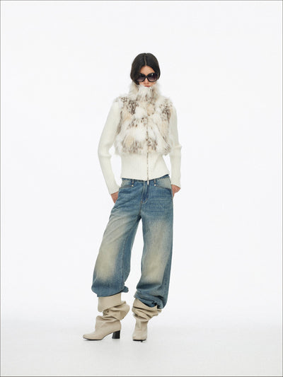 Eco-friendly Fur Patchwork Knit Jacket SAL0194