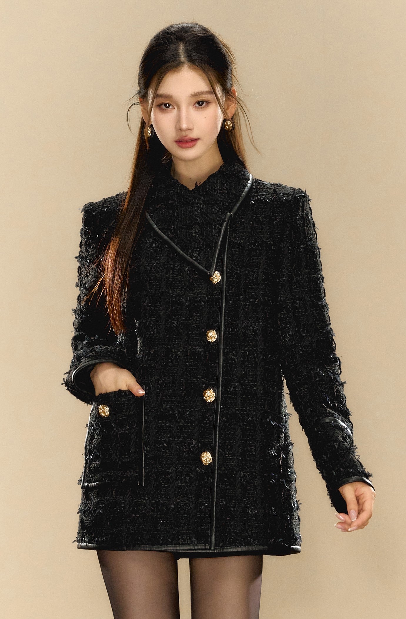 French Retro Luxurious Style High-end Black Jacket OSH0083