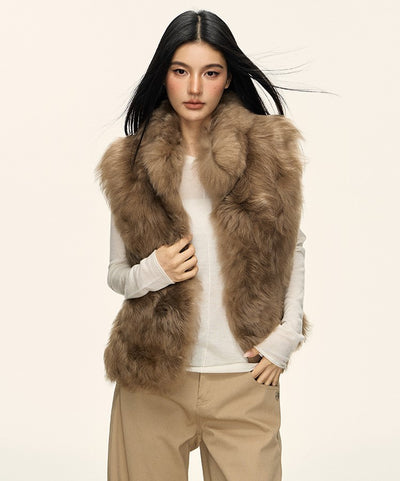 Stand Collar Short Fur Warm Vest Jacket ANA0111