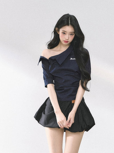 High-end French off-shoulder Shirt DIA0505