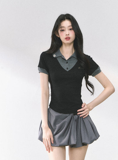 Fake Two-piece Short-sleeved T-shirt DIA0500