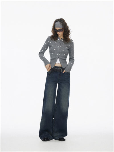 Retro Polka Dot Base Knit Cardigan SAL0199