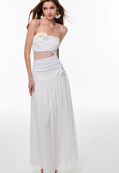 White Flower Tube Top 4MU0140