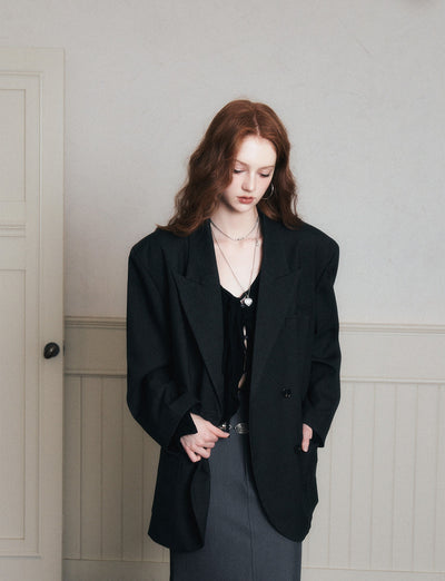Double-breasted Silhouette Casual Suit Jacket LUL0174