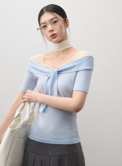 One-shoulder Twisted Slim T-shirt LAL0160