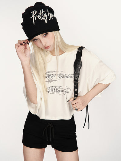 Drop Shoulder Printed Short T-shirt VOC0372