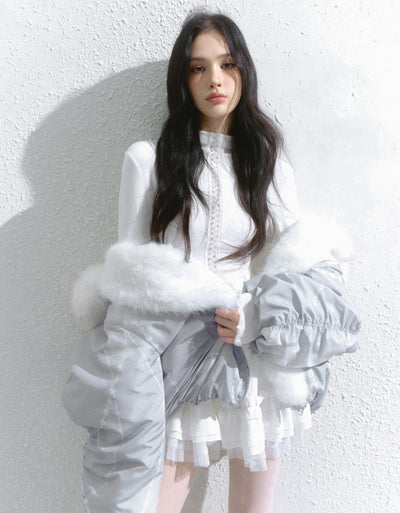 Patchwork Fur Print Reversible Short Coat SAL0193