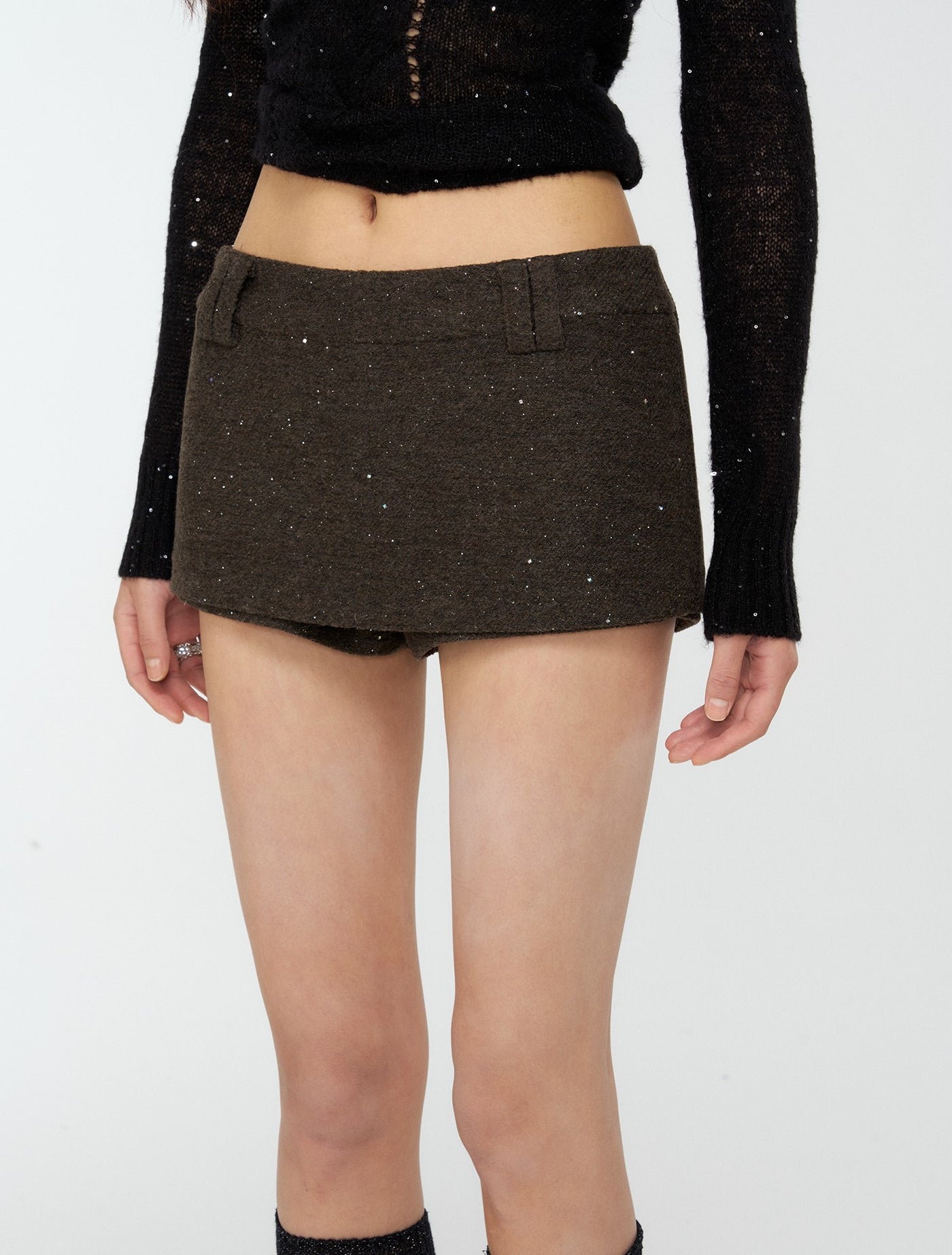 Dark Brown Sequined Jacket/Short Skirt/Midi Skirt 4MU0184