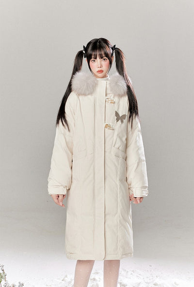 Fur Collar Mid-length Hooded Down Long Coat TBI0049