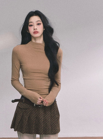 French Turtleneck Knitted Shawl/Slim Top DIA0614