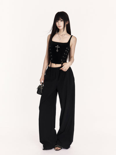 Cross Embroidery Lace-up Camisole VOC0421