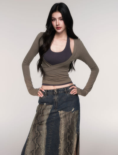 Two-Piece  Halter Neck T-Shirt LUL0204