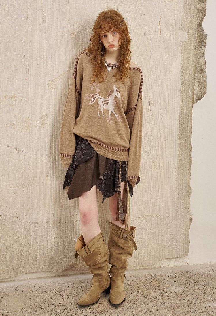 Paisley Irregular Half Skirt DID0248